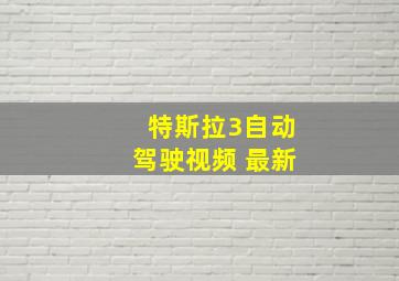 特斯拉3自动驾驶视频 最新